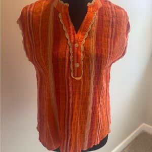 THML Orange Lace Trim Women's Top